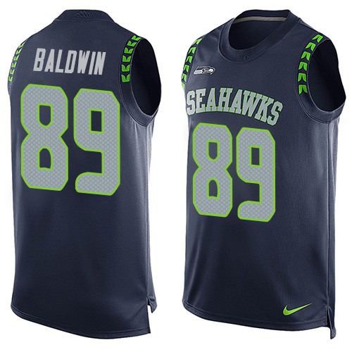 Men's Limited Doug Baldwin Nike Jersey Navy Blue - #89 Player Name & Number Tank Top NFL Seattle Seahawks